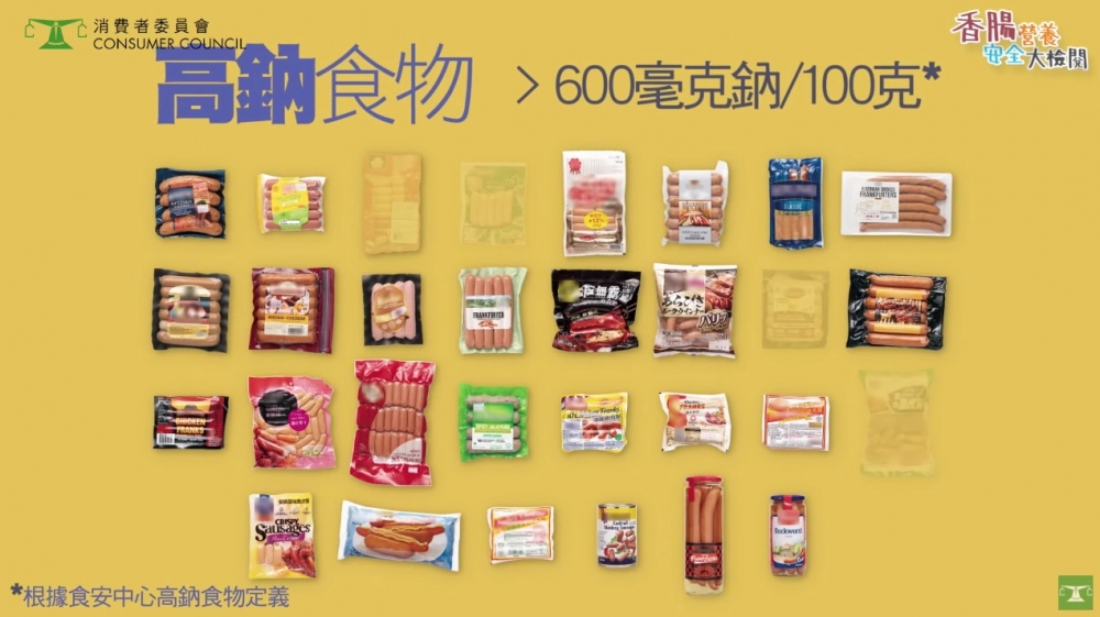 有26款腸仔每100克就有多過600毫克鈉,屬於「高鈉食物」。