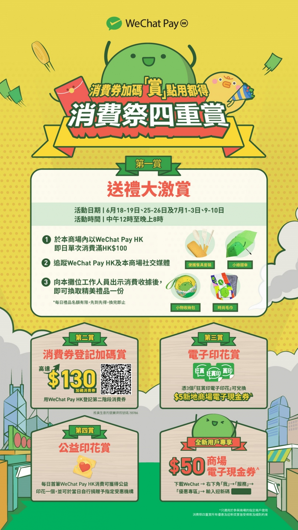 WeChat Pay HK宣布與全港8大商場合作,推出「消費祭四重賞」~