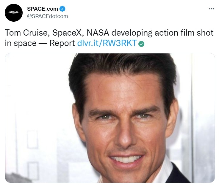 Tom Cruise計劃與公司SpaceX以及NASA一起合作在外太空拍攝的電影?!