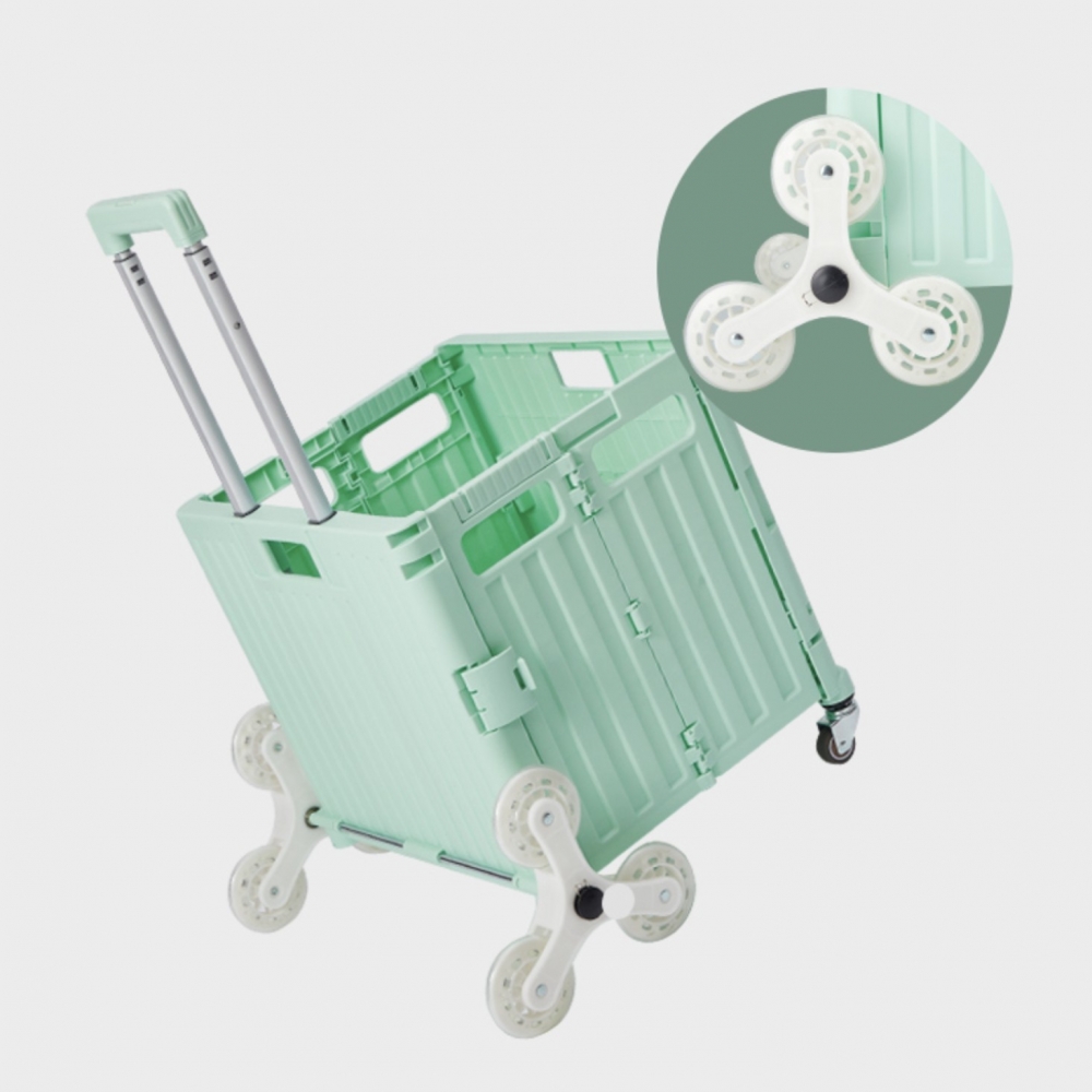 折疊便攜買餸車：加埋萬向輪，上樓梯一樣咁Easy～