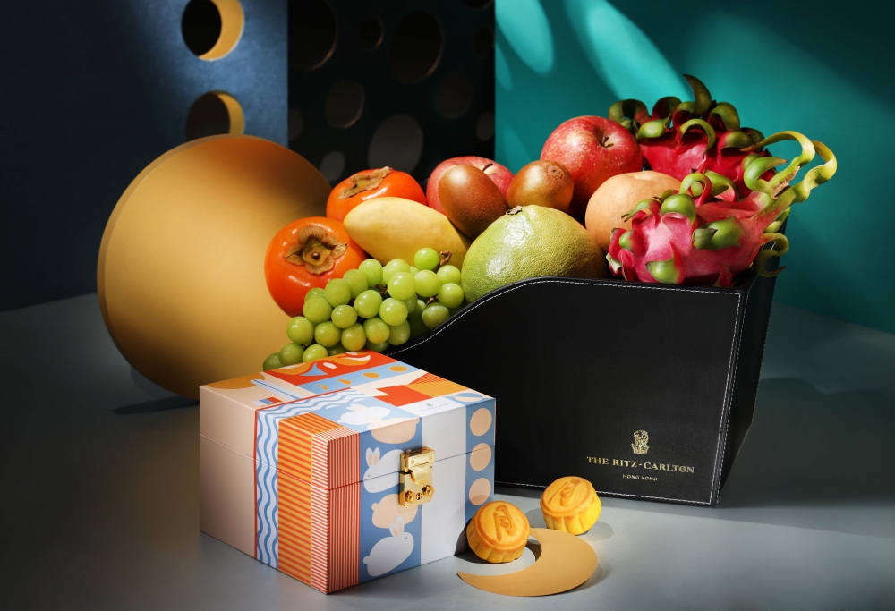 中秋節時令水果禮物籃。