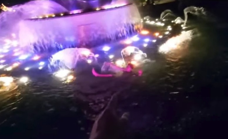 網上仲流傳咗港男打卡嘅成個過程，只見港男一入水池就開始游水？！