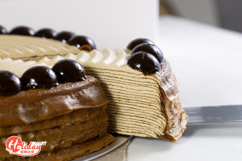 面層配有黑糖焙茶啫喱球，質感滑溜，不會過甜，味道剛好。