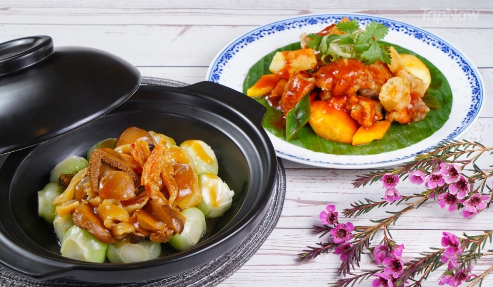 鮑魚海味扒時蔬 及 鬼馬咕嚕黑毛豬肉