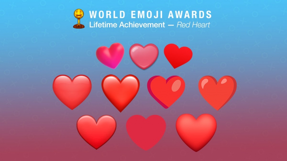超經典的「紅色愛心」獲得Emoji終身成就獎!