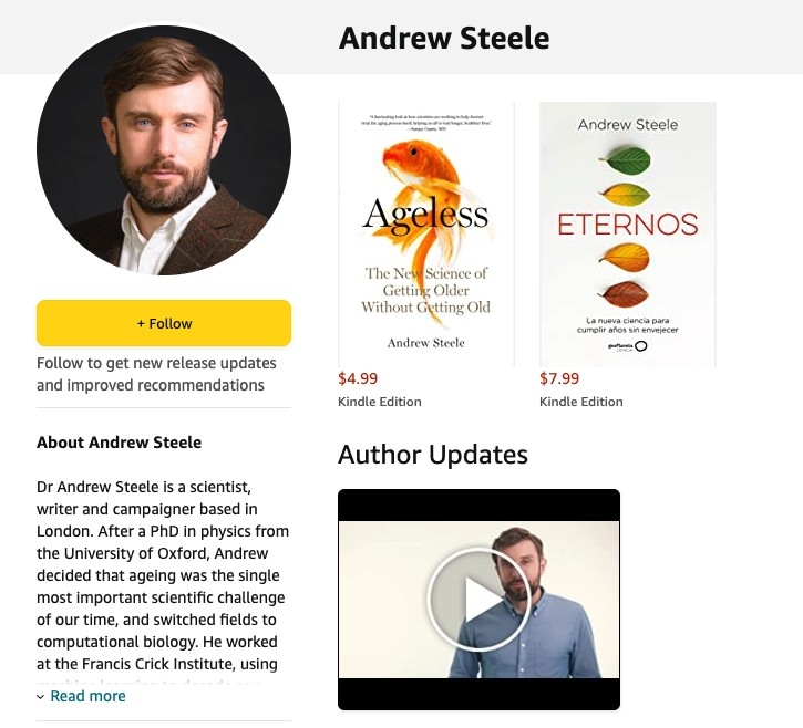 而佢最近推出嘅新書就提及成功研發喔到延長壽命嘅藥物！