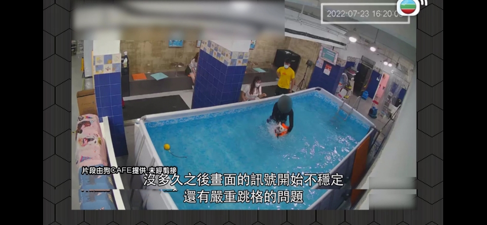 cafe將完整嘅20分鐘片段交俾節目組,喺狗狗落水後片段開始出現跳格問題