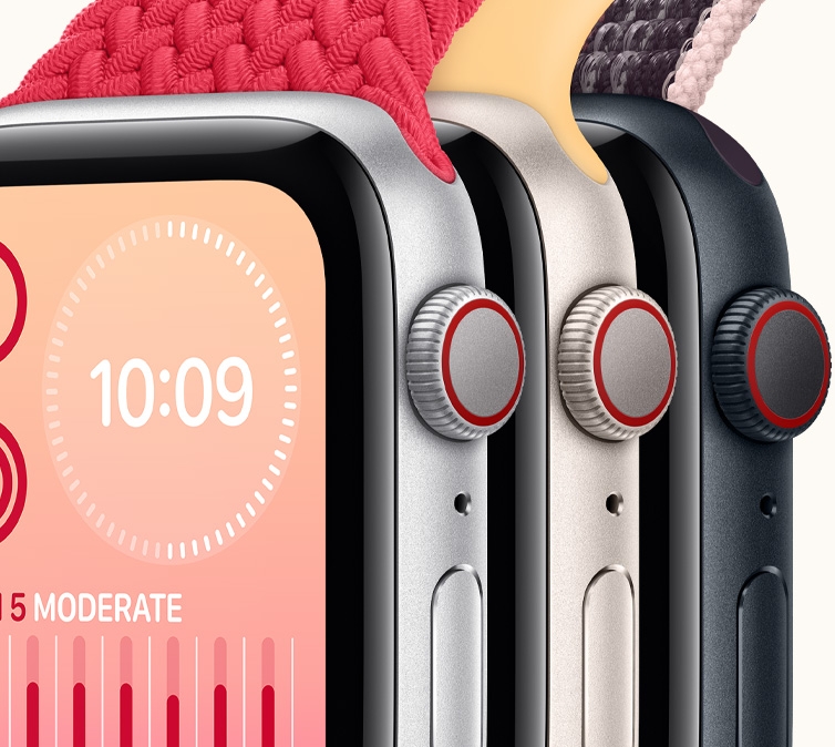 Apple Watch SE共有三種顔色選擇:午夜色、星光色及銀色。