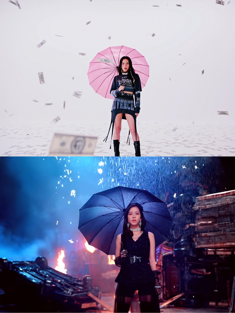 《DDU-DU DDU-DU》雨中撐傘。