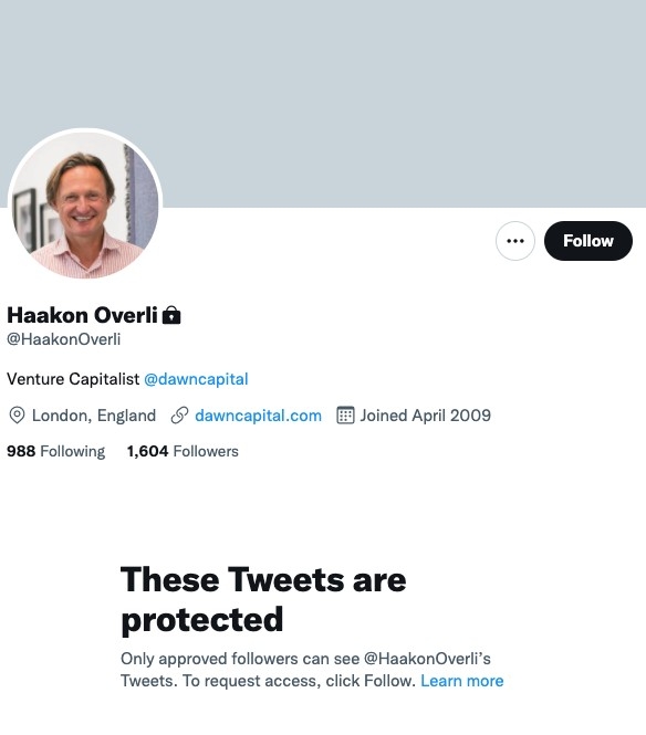 事件曝光後,Haakon Overli將Twitter帳號設定為私人帳號!