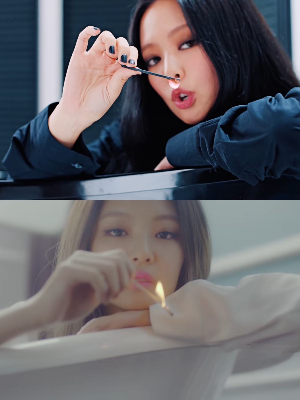 《PLAYING WITH FIRE》坐在白色浴缸點燃火柴。