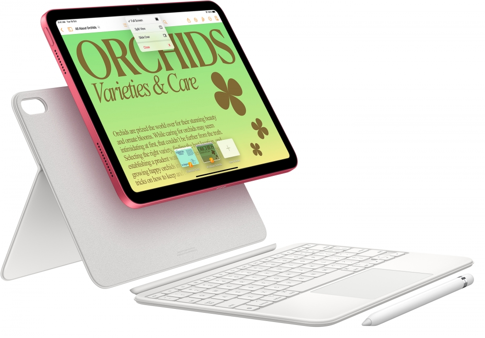 第10代iPad配備全新的Magic Keyboard，配有全尺寸鍵盤和1mm鍵程，並且首次具有大型觸控板～