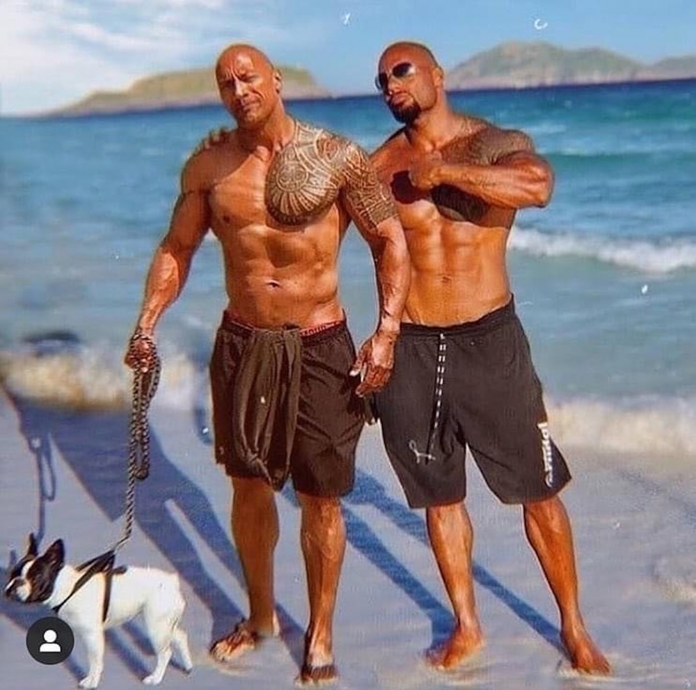 佢曾經上載自己同The Rock合成照證明佢地好似樣！