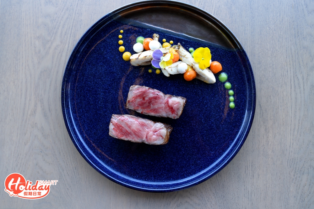 鹿兒島和牛亦是主菜重點之一，和牛經過炭燒外層，帶微微焦香，肉質軟腍富油香，無筋且不會過韌。