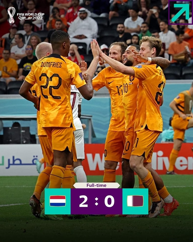 卡塔爾於A組最後一輪賽事中，以0:2輸給荷蘭。