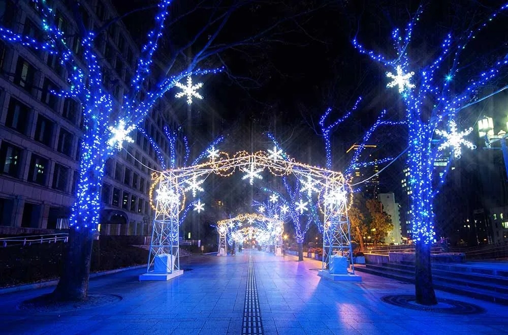 猶如走進光隧道的中之島燈飾大道，十分夢幻～