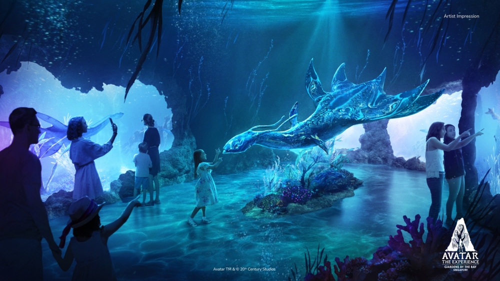 阿凡達主題公園可以搶先觀賞到年尾上映的《阿凡達2》中全新登場的奇幻海洋生物「llu」!