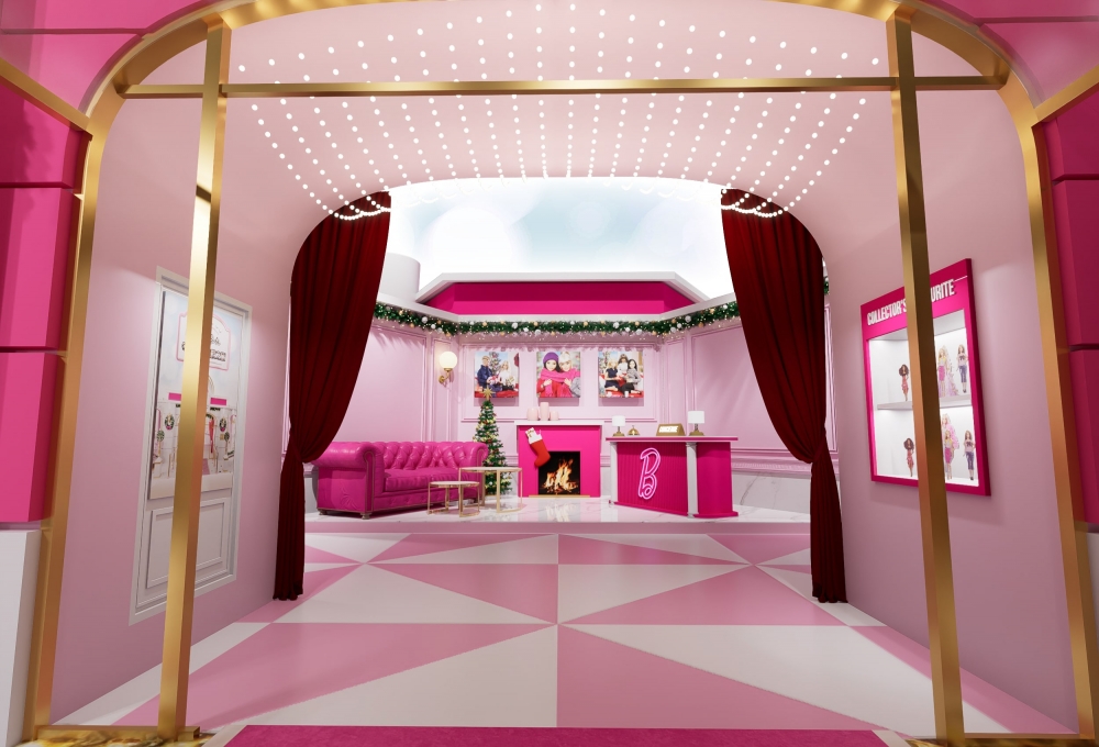 時尚粉紅大堂。