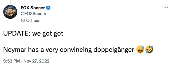 美國《Fox Soccer》其後再留言澄清。