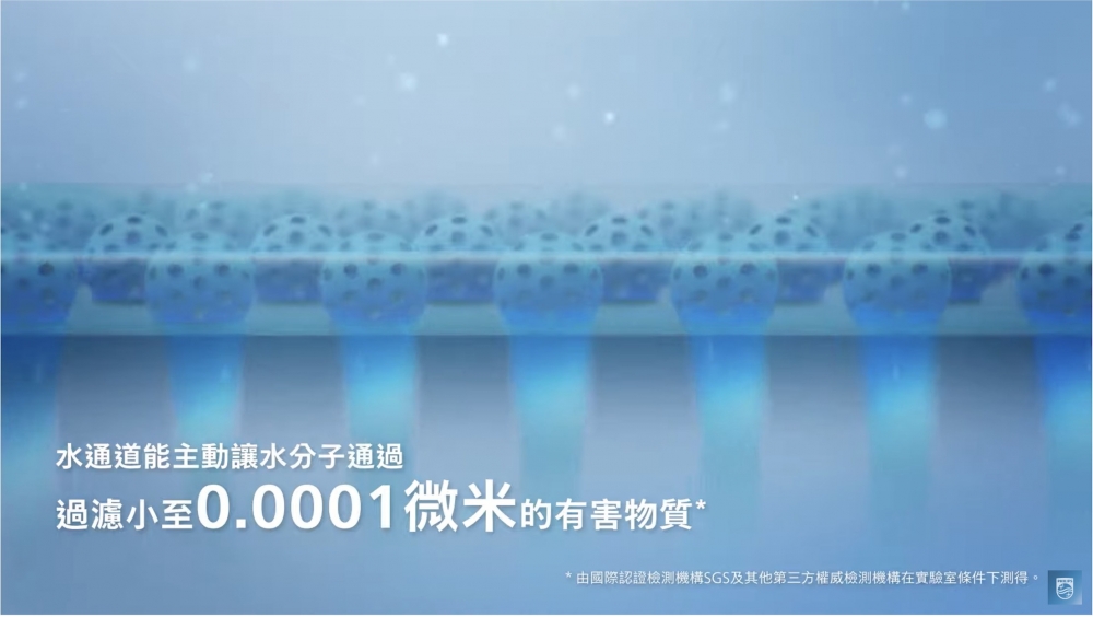 飛利浦RO純淨飲水機ADD6920BK用咗創新All-in-one Aquaporin RO專業淨水技術，有效過濾小至0.0001微米嘅有害物質*及高達110種雜質*。