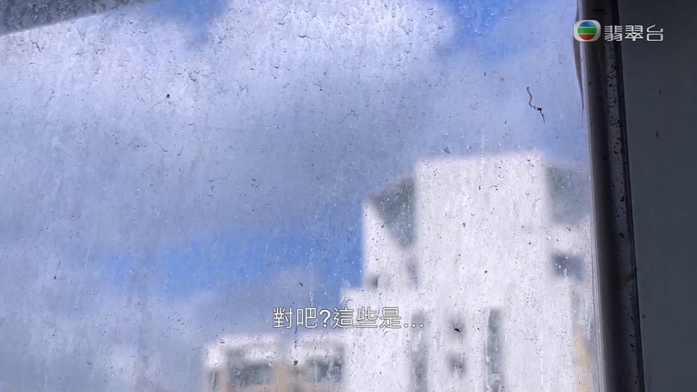 水中嘅白色物體更黏住咗馮小姐家中嘅窗戶，喺玻璃上留下一道道白色痕跡，十分礙眼