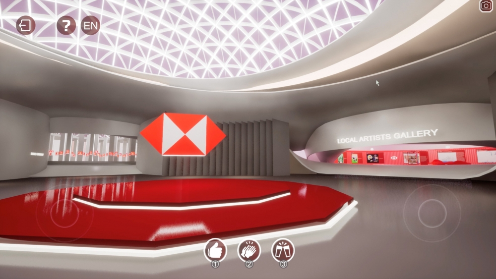 整個元宇宙藝術館由入口設計到展廊外形設計都科技感十足，彷如走進多重宇宙