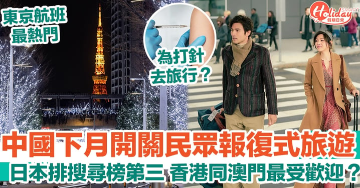 中國下月開關民眾報復式旅遊 日本排搜尋榜第三 香港同澳門最受歡迎？