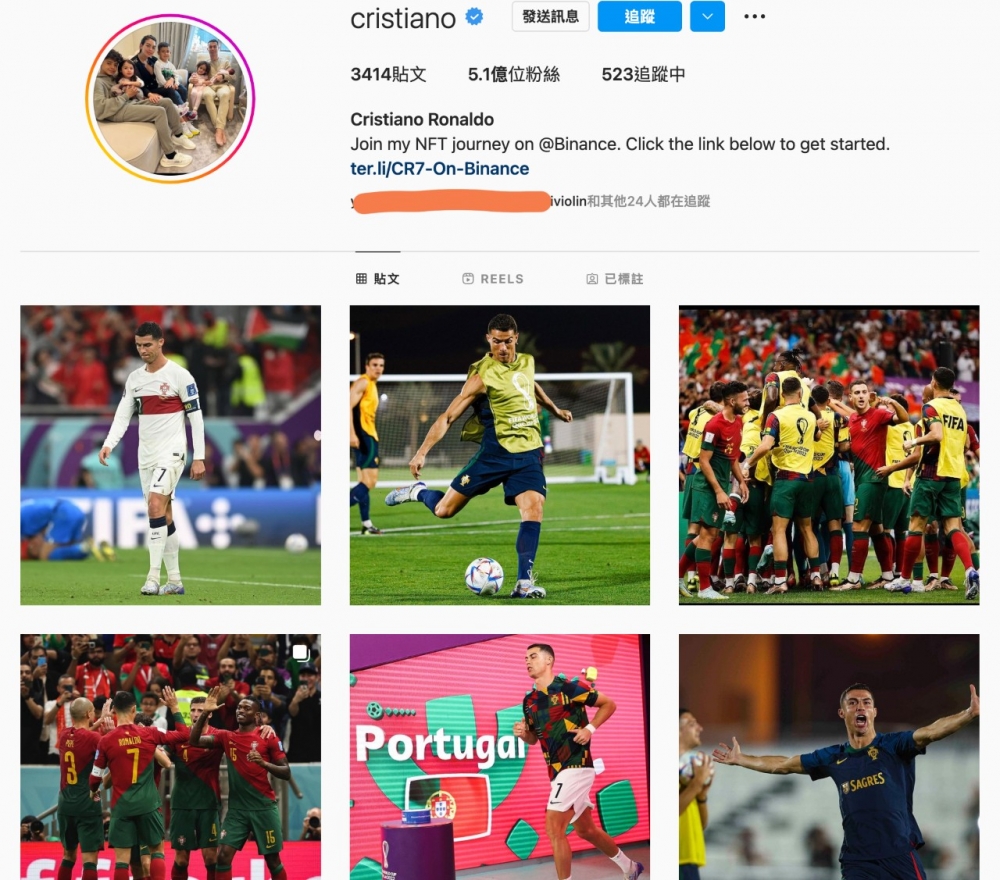 C朗的instagram是全球首位擁有超過5億followers的帳號!