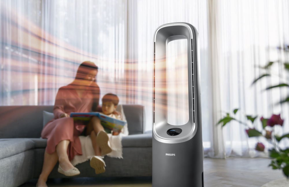 Air Performer 8000系列3合1風扇暖風空氣清新機配備強效陶瓷發熱技術，只需3秒發熱，為家居帶來暖風（AMF870/35）。