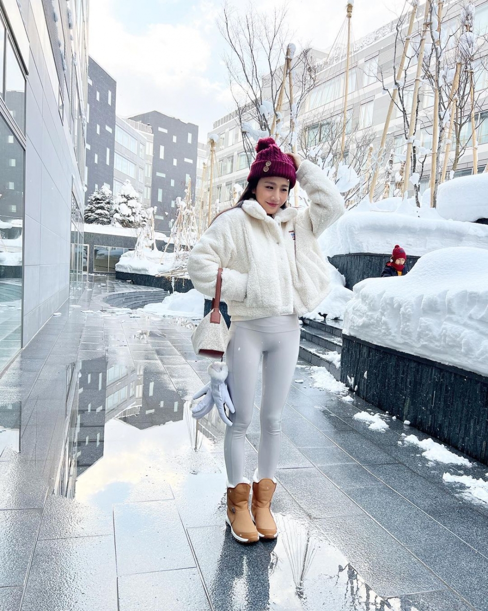 氣溫低至零下幾度嘅北海道，Coffee都堅持著瑜伽褲