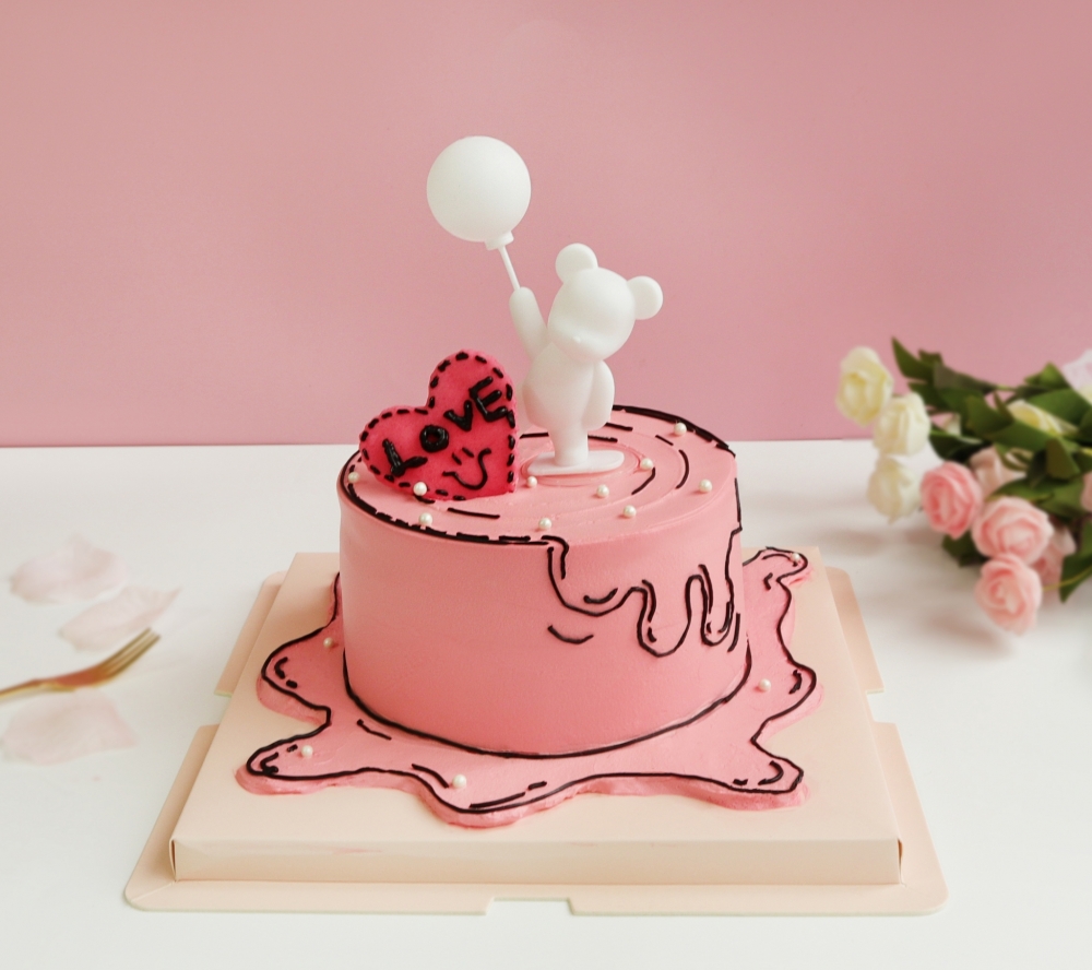 超萌的告白氣球熊蛋糕！