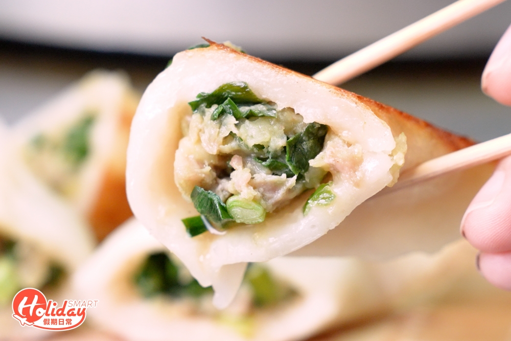 生煎鍋貼同樣煎到脆底，餡料新鮮並帶陣陣韭菜及豬肉香，咬落滿有肉汁。