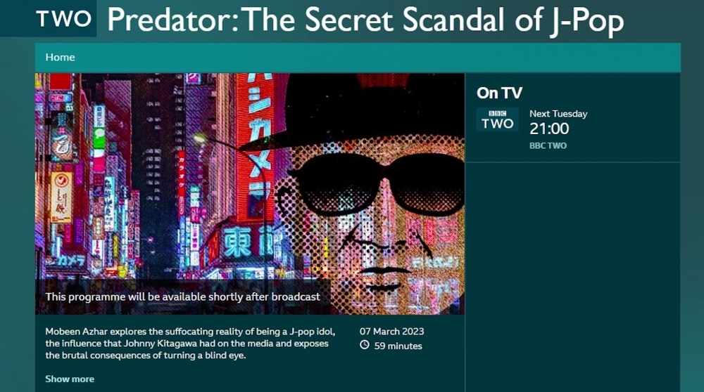 BBC公開一條紀錄片「獵食者：J-Pop的秘密醜聞」揭露Johnny喜多川對旗下年輕男孩侵犯的行為