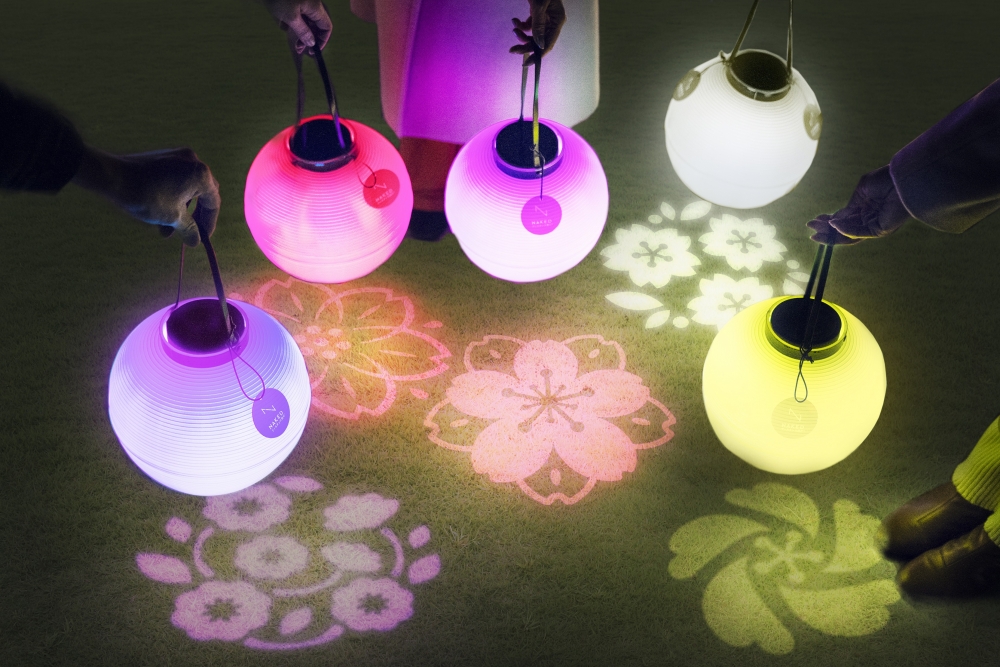 賞櫻時可以拿著印有櫻花圖案的燈籠，在燈光映照下可以見到新宿御苑所種植的不同櫻花品種圖案！