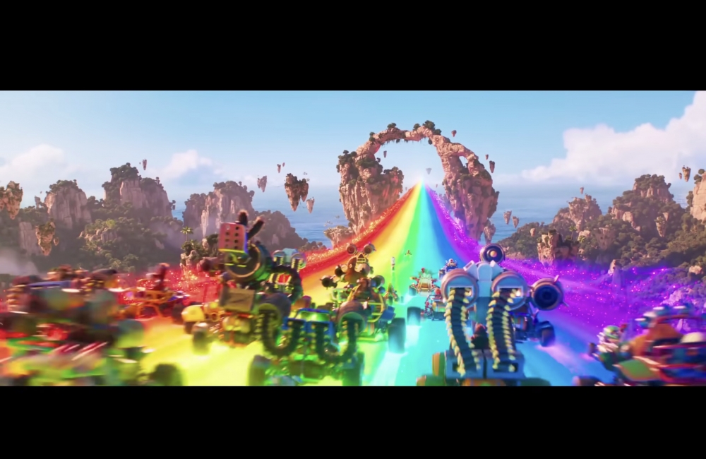 《超級瑪利歐兄弟大電影》上演超經典的瑪利歐賽車，完美還原「彩虹賽道」！