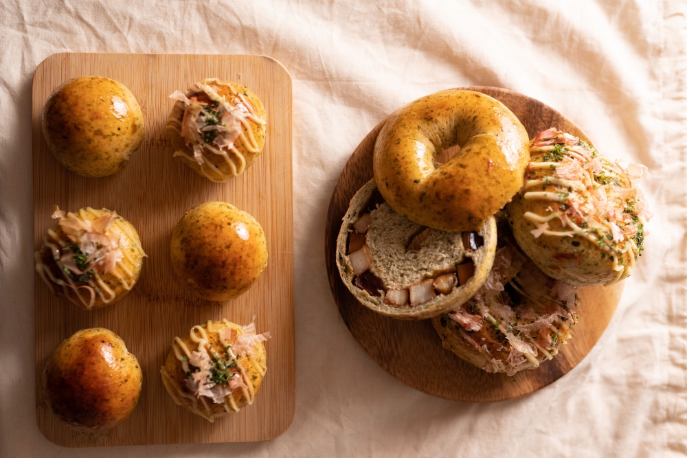 章魚小丸子貝果+麵包～