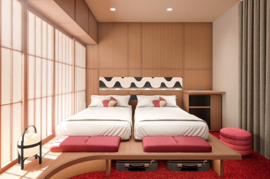 「YOSE雙床房」，房間設計參考咗表演古典說話藝術「落語」嘅淺草演藝廳