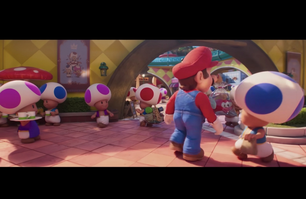 牆壁上的樂隊海報出現女版的粉色奇諾比奧！