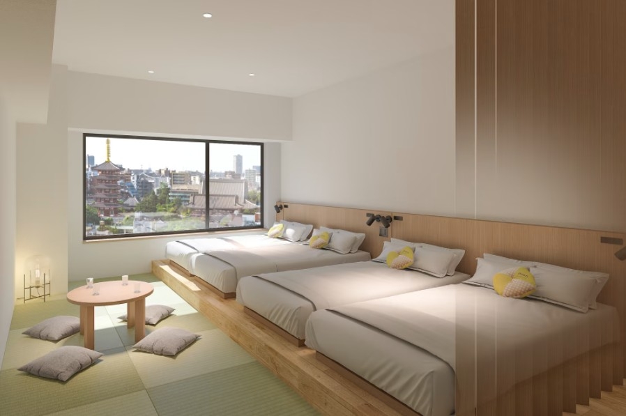 豪華四人間則最多可容納4人入住，房間鋪設了榻榻米