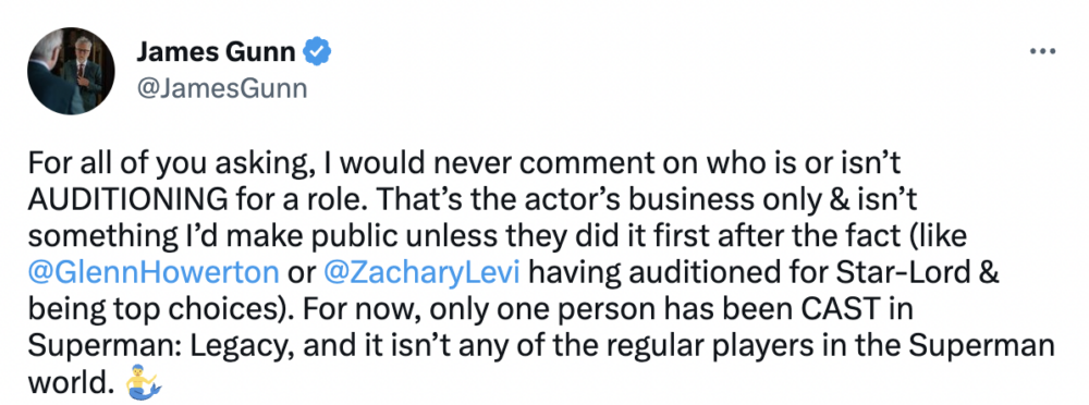 James Gunn在推特親自回應網上關於「超人」人選的傳聞~