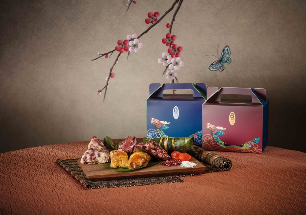 端陽糭套裝（金腿醬油蛋黃粽+紫米甜粽+迷你紅豆粽）。