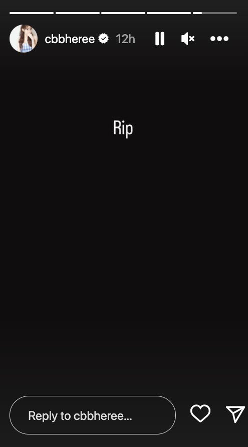 早已退出娛樂圈,最近飛澳洲讀短期課程嘅Cammi亦喺IG Story打上「Rip」悼念。