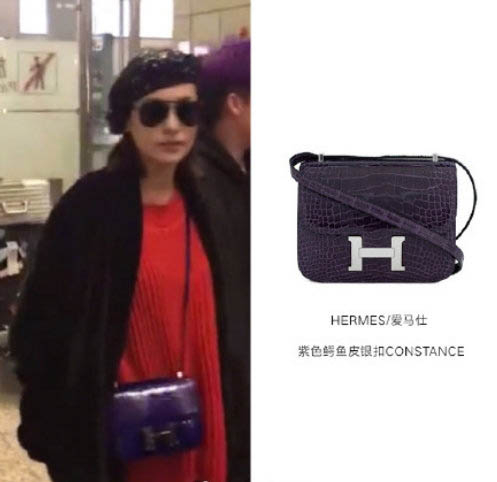 除咗孭住去機場嘅藍色外，阿嬌仲有一個紫色鱷魚皮Constance