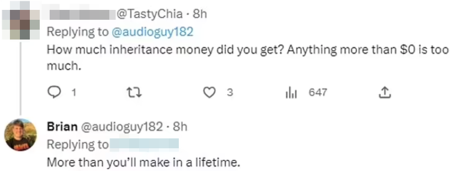 有網友問佢攞到幾多錢,Brian Szasz回應指:「多過你一世賺到嘅錢」