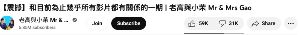 老高最新一條片嘅dislike數卻有31k!