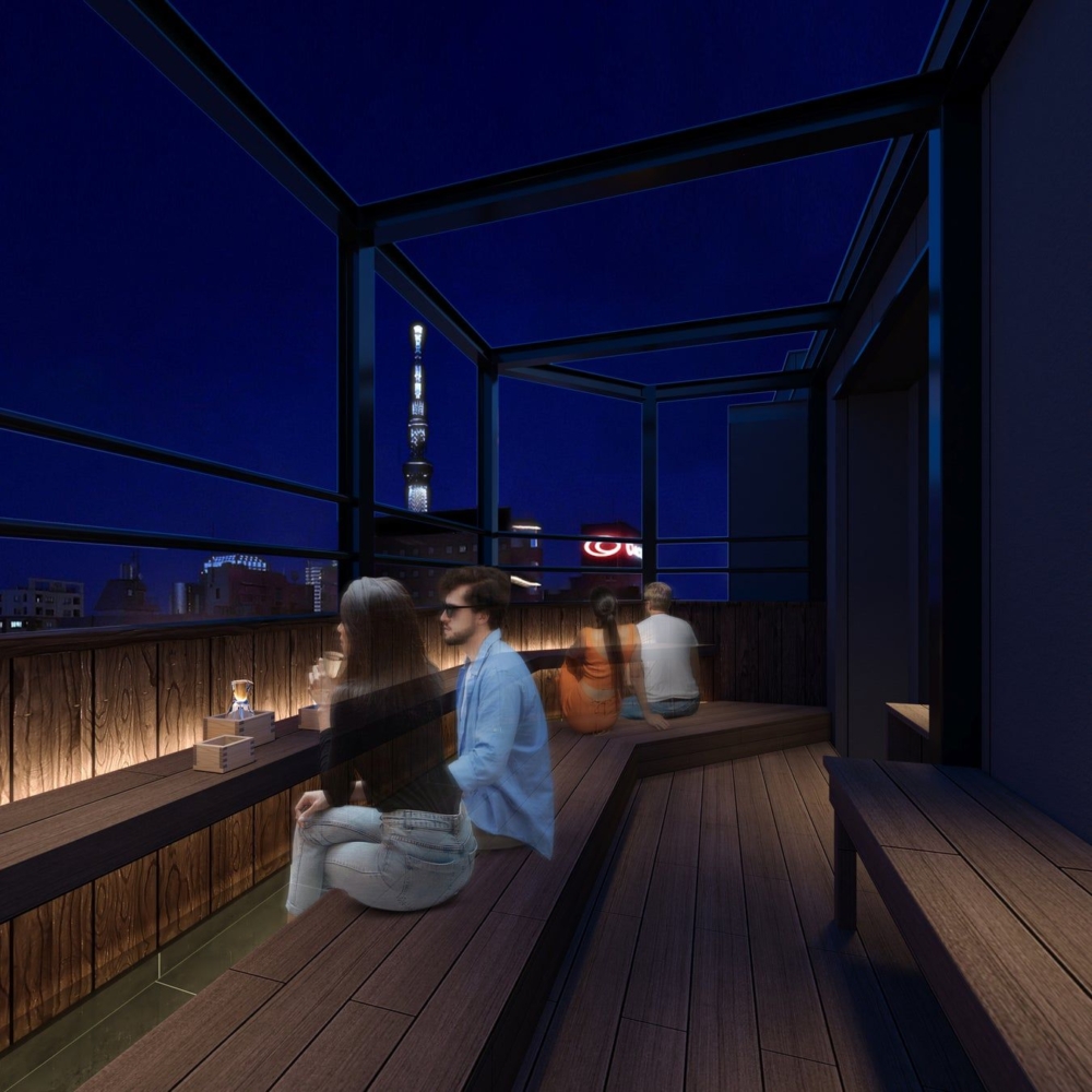 酒店10樓設有足湯及浸浴等設施，住客可一邊品嚐美酒，一邊觀賞東京晴空塔的景緻！