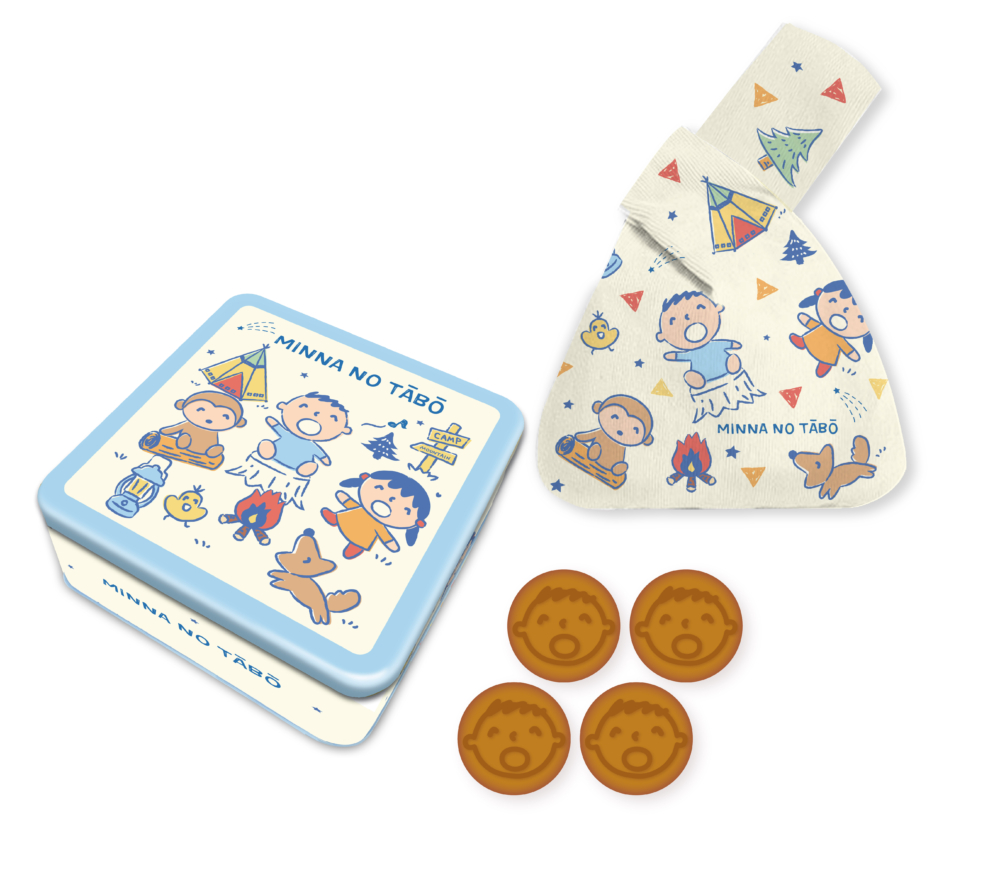 Minna no tabo手工奶黃月餅(4件裝）及和風袋套裝。