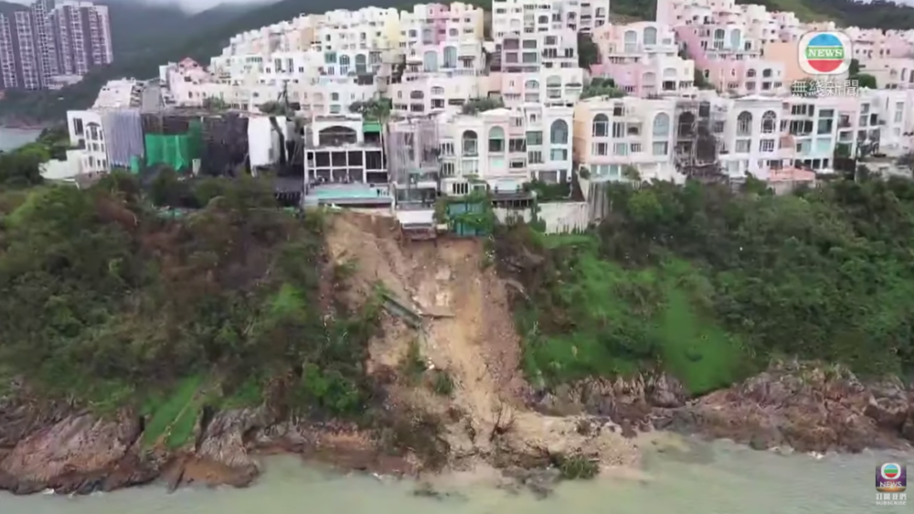 香港世紀暴雨令南區豪宅紅山半島山泥傾瀉