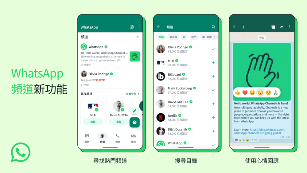用戶可以完全掌控WhatsApp頻道的追蹤列表！