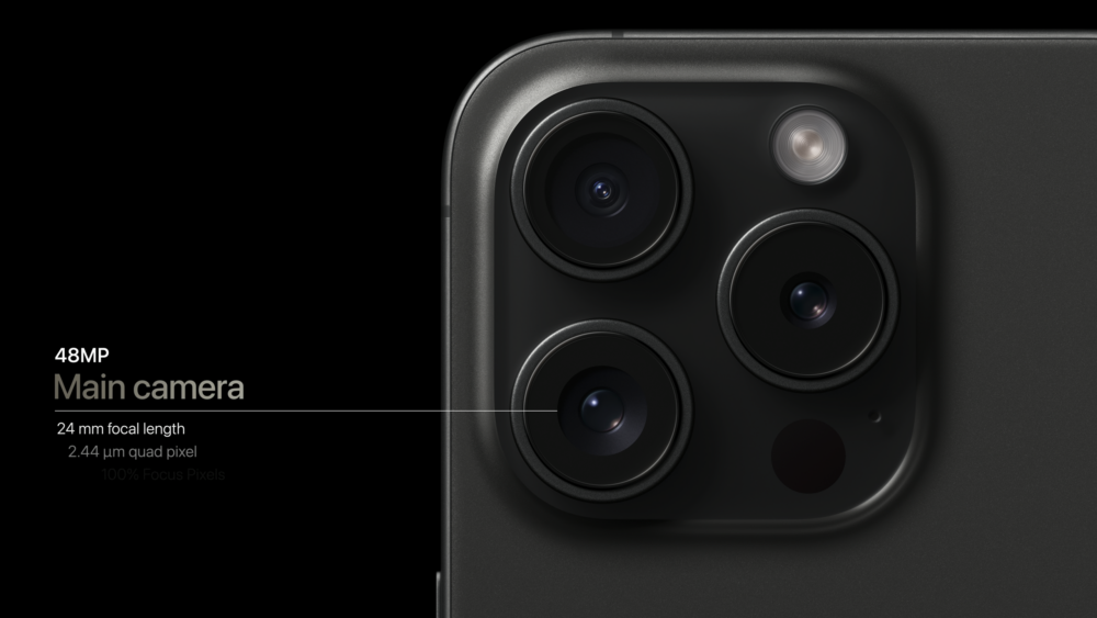 iPhone 15 Pro同樣係4,800萬像素,更有5倍潛望鏡zoom鏡